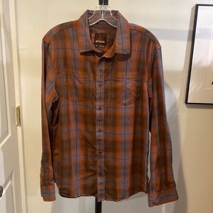 Prana Men’s Plaid Button Down organic Cotton blend sz medium